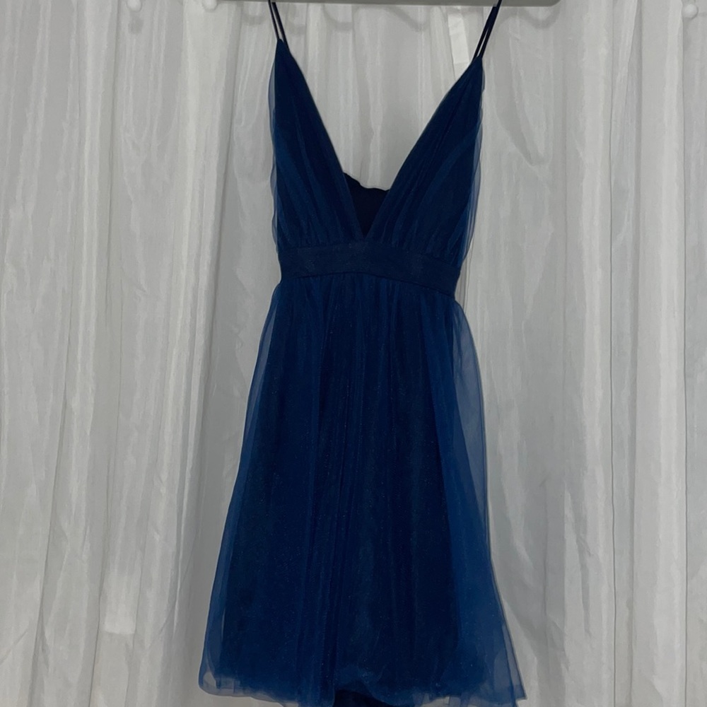 Navy Blue Tulle Mini Dress